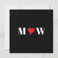 Cute black red heart custom couple monogram modern