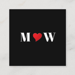 Cute black red heart custom initials monogram enclosure card