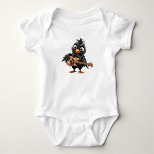 Cute Black Rocker Bird Baby Bodysuit