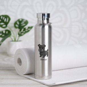 Cute Black Scottish Terrier Dog Custom Name Water Bottle