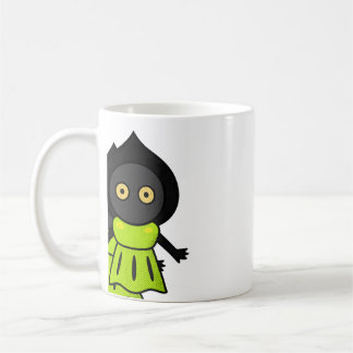 Cute Black Shadow Creature Green Dress Coffee Mug