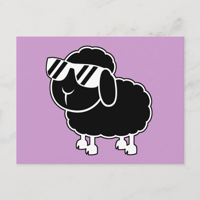 Cute Black Sheep Cartoon Postcard (Front)