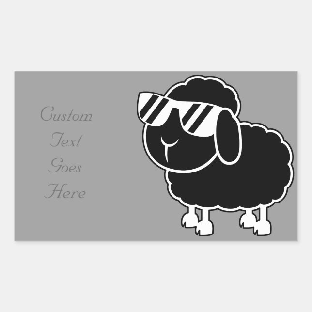 Cute Black Sheep Cartoon Rectangular Sticker (Front)