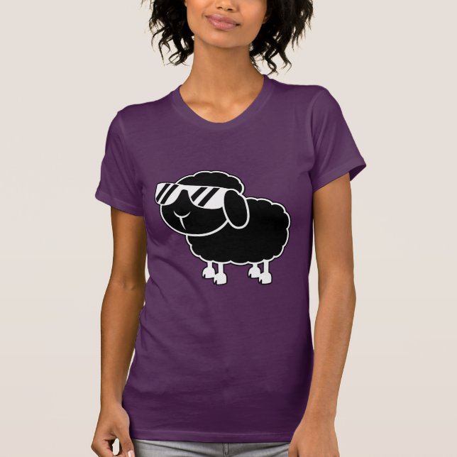 Cute Black Sheep Cartoon T-Shirt (Front)
