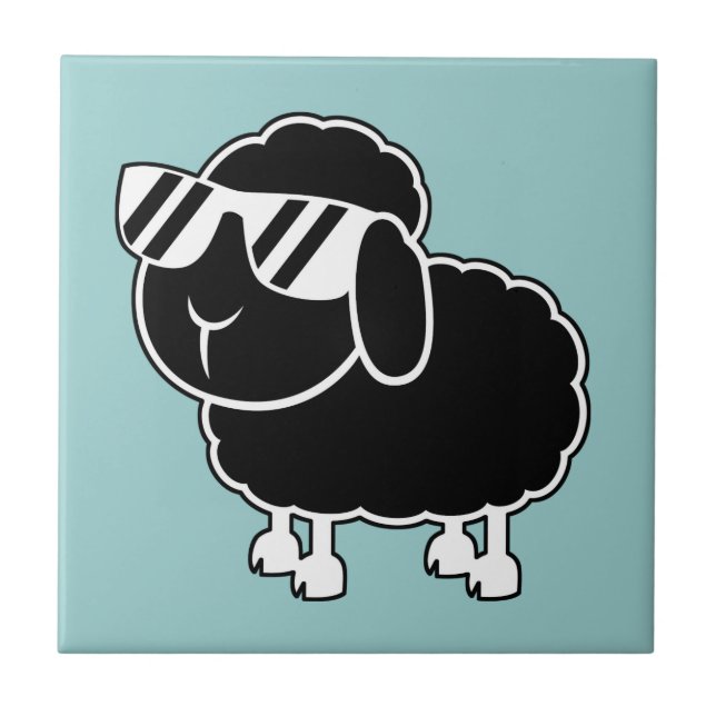Cute Black Sheep Cartoon Tile (Front)