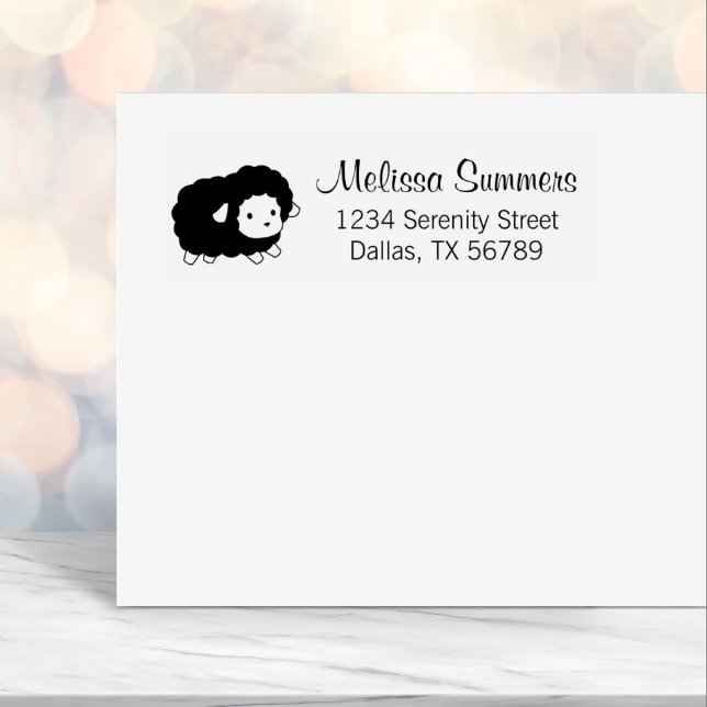 Cute Black Sheep Ewe Return Address Self-inking Stamp (Creator Uploaded)
