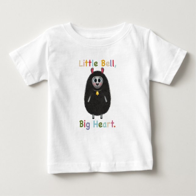 Cute Black Sheep with Bell – Little Bell Big Heart Baby T-Shirt (Front)