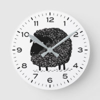 Cute Black Sheep with Hours and Minutes