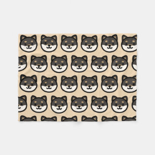 Cute black Shiba Inu Dog Face Fleece Blanket
