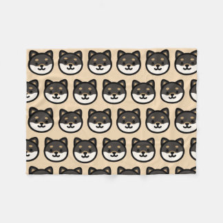 Cute black Shiba Inu Dog Face Fleece Blanket