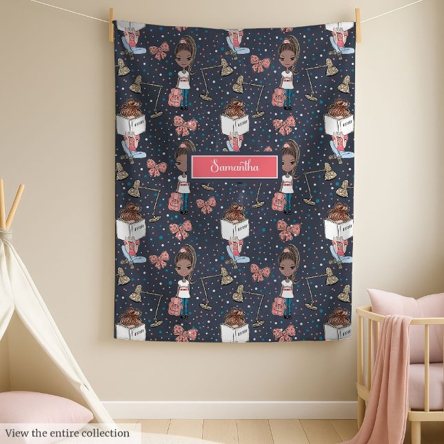 Cute black skin little girl back to school blanket (Cute black skin little girl back to school blanket)