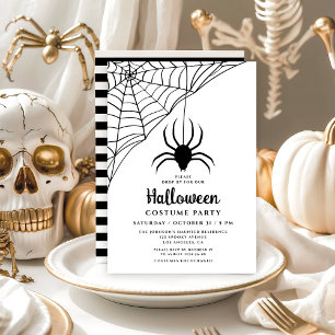 Cute Black Spider Halloween Costume Party Invitation
