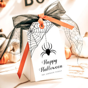 Cute Black Spider Happy Halloween Gift Tags