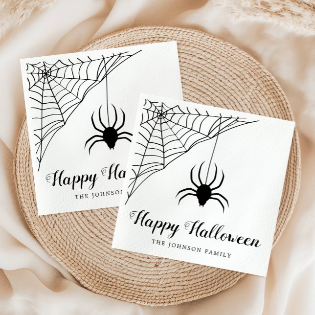 Cute Black Spider Happy Halloween Napkins (Cute Black Spider Happy Halloween Napkins)