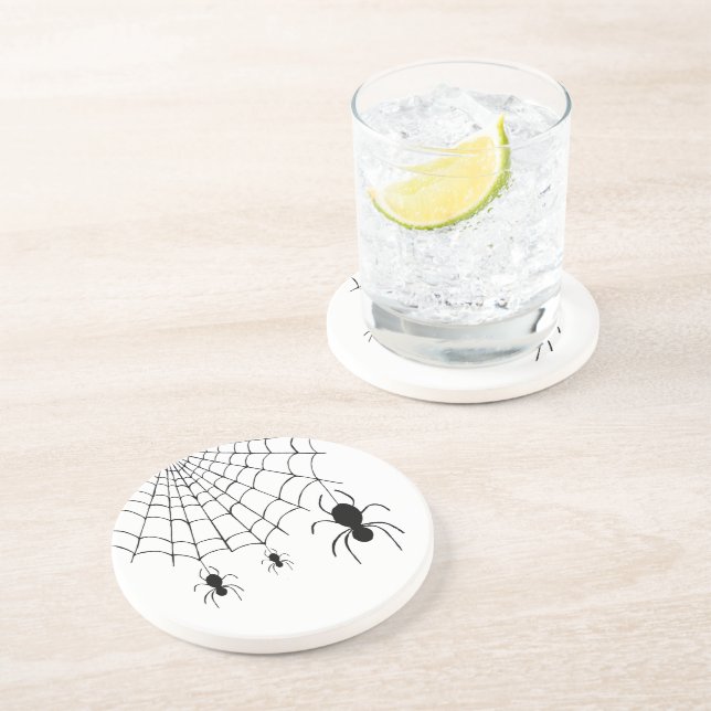 Cute Black Spider Web Halloween Coaster (Side)