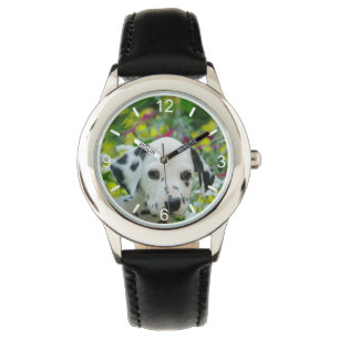Cute black spotted Dalmatian Dog Puppy dial-plate Watch