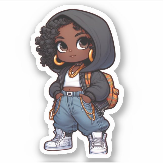 cute black streetstyle chibi (Front)
