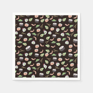 Cute black Sushi pattern   Napkin