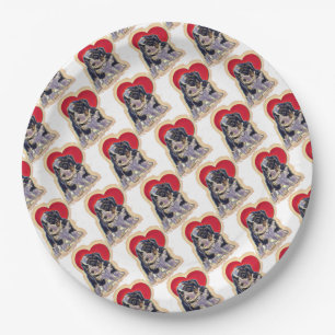 Cute Black Tan Bernedoodle  Paper Plate