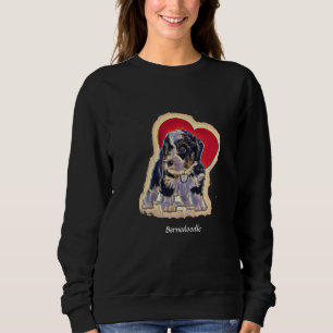 Cute Black Tan PopArt Bernedoodle Digital Heart Sweatshirt