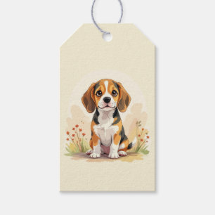 Cute Black Tan & White Tricolor Beagle Puppy Gift Tags