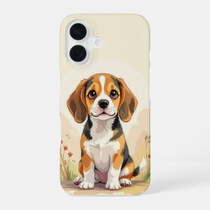 Cute Black Tan & White Tricolor Beagle Puppy iPhone 16 Case