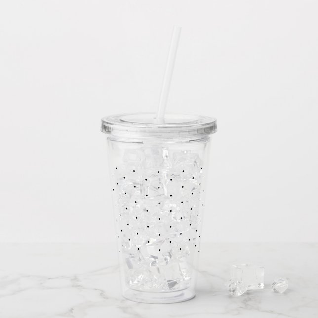 Cute Black tiny polka dots pattern elegant clear Acrylic Tumbler (Back Ice)