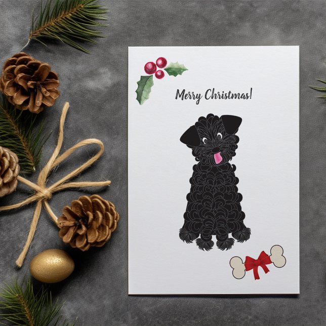 Cute Black Toy Poodle Dog Customisable Holiday Card (Creator Uploaded)