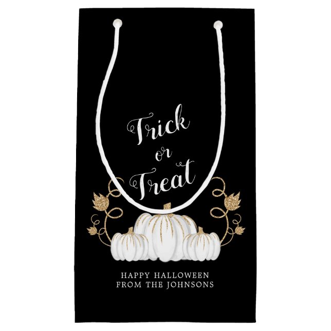 Cute Black Trick Or Treat Pumpkin Halloween Small Gift Bag (Front)