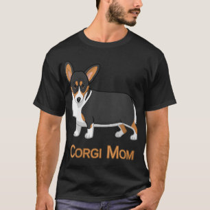 Cute Black Tricolor Pembroke Welsh Corgi Mum Dog L T-Shirt
