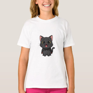 Cute Black Vampire Cat Kids T-Shirt