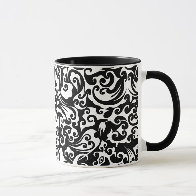 Cute black white abstract background design mug (Right)