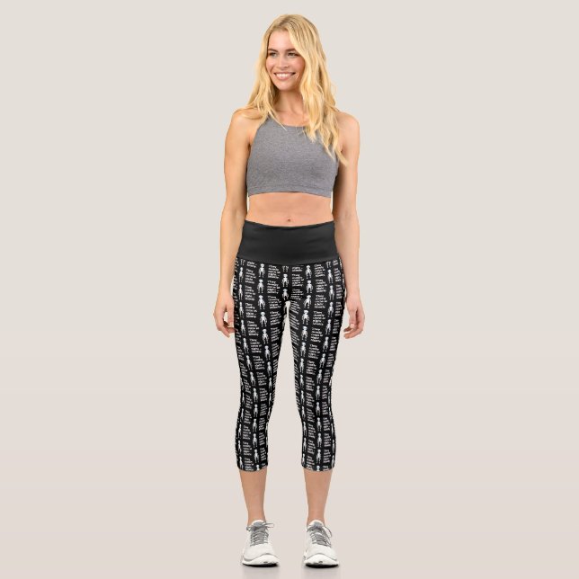 Cute black white alien quote capri leggings (Front)