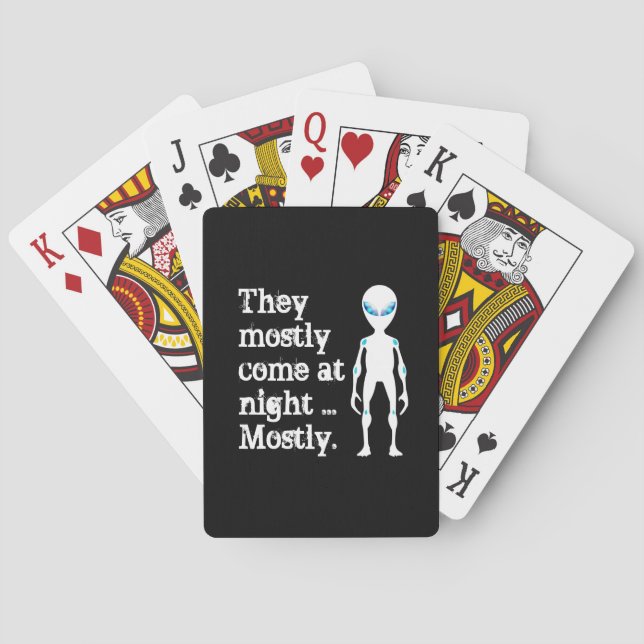 Cute black white alien quote playing cards (Back)