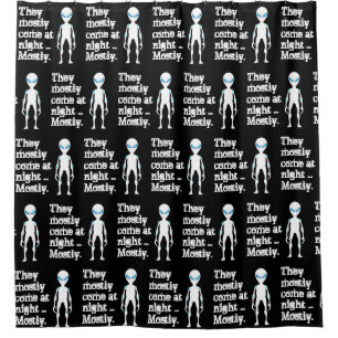Cute black white alien quote shower curtain