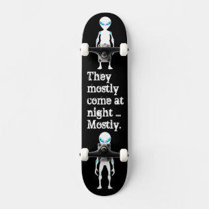 Cute black white alien quote skateboard