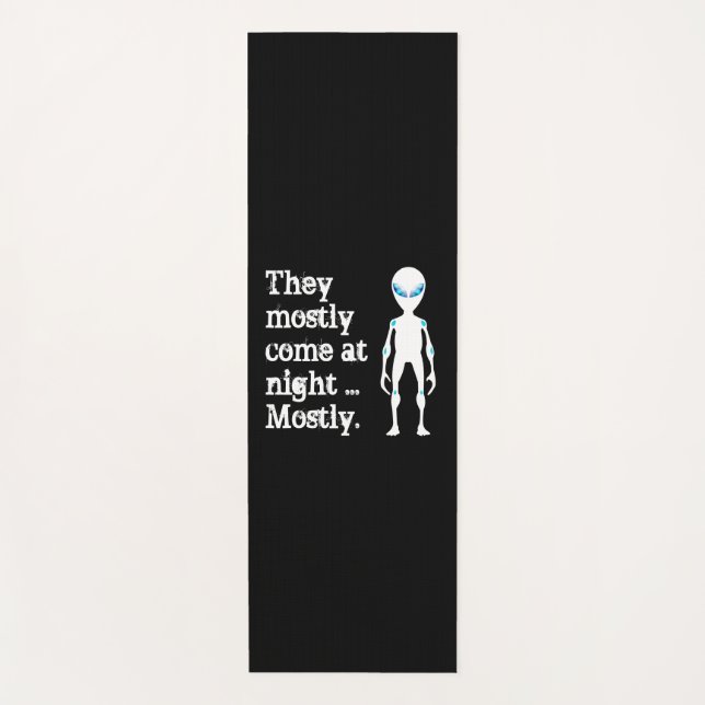 Cute black white alien quote yoga mat (Front)