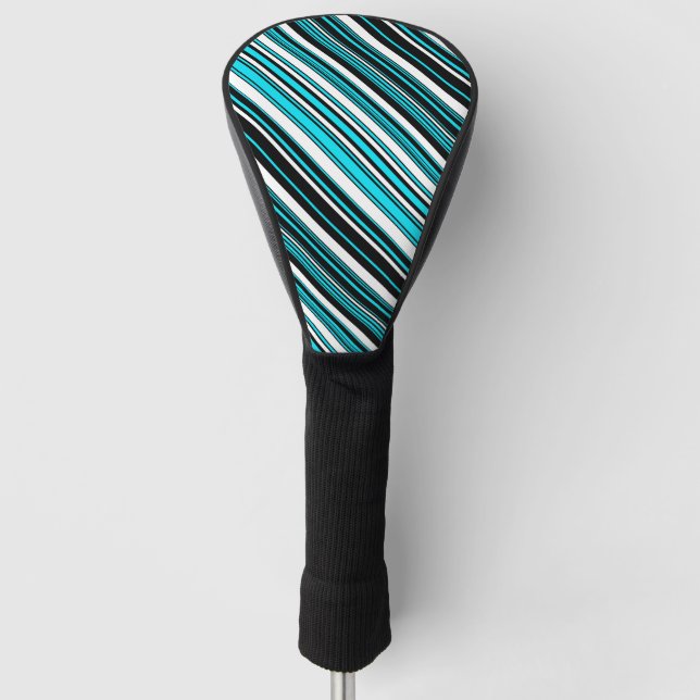 Cute black white aqua stripes Case-Mate iPhone cas Golf Head Cover (Front)