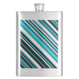 Cute black white aqua stripes Case-Mate iPhone cas Hip Flask
