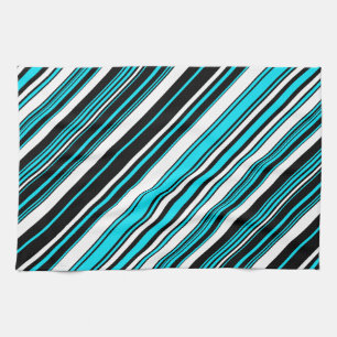 Cute black white aqua stripes Case-Mate iPhone cas Tea Towel