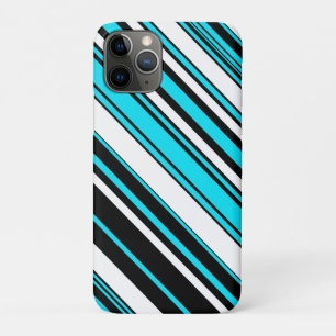 Cute black white aqua stripes Case-Mate iPhone case
