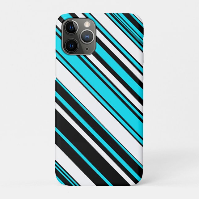Cute black white aqua stripes Case-Mate iPhone case (Back)