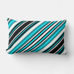 Cute black white aqua stripes lumbar cushion