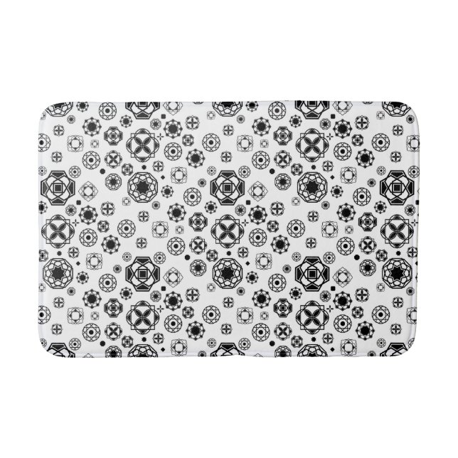 Cute black white arabesque decorative pattern bath mat (Front)