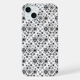 Cute black white arabesque decorative pattern iPhone 15 plus case