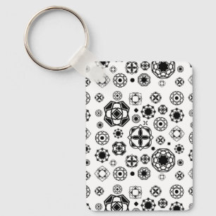 Cute black white arabesque decorative pattern key ring