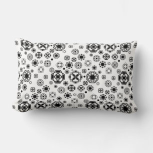 Cute black white arabesque decorative pattern lumbar cushion