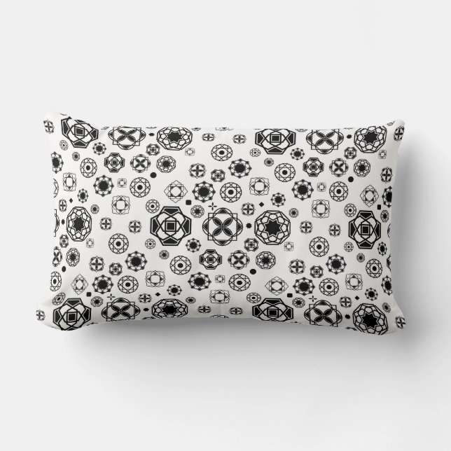 Cute black white arabesque decorative pattern lumbar cushion (Front)