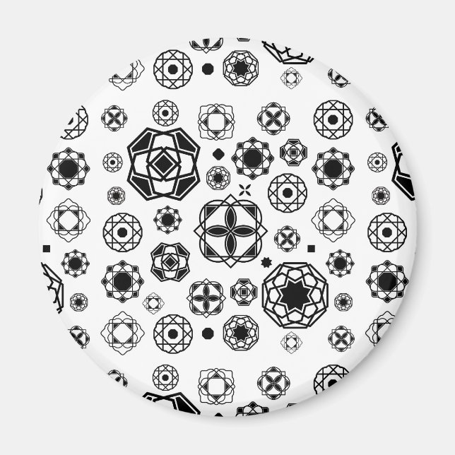 Cute black white arabesque decorative pattern magnet (Front)