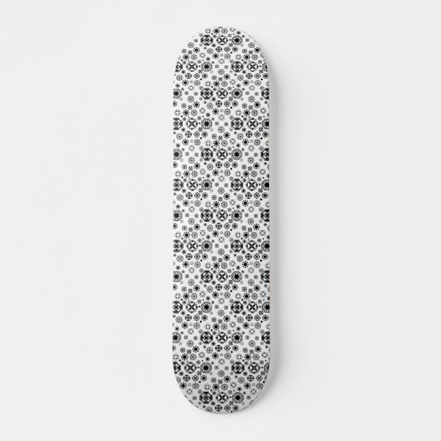 Cute black white arabesque decorative pattern skateboard (Front)
